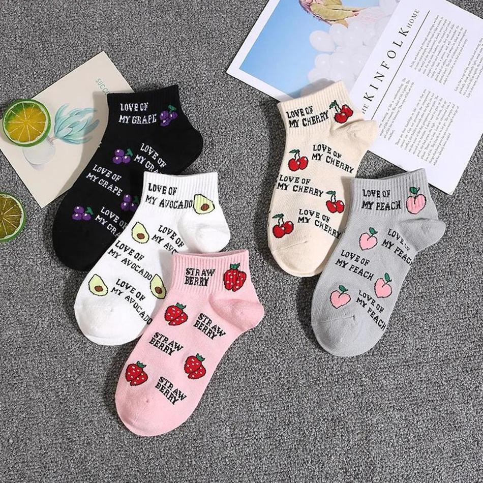 5 Perechi Șosete Dama Bumbac Harajuku Desene Animate Șosete Bumbac Hamburger Cartofi Fructe Șosete Amuzante
