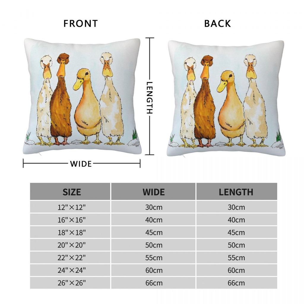 Four Ducks In A Row Square Pillowcase Polyester Linen Velvet Printed Zip Decorative Pillow Case Bed Cushion Cover