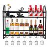 Wall Mounted Wine Rack – Industrial Style 2-Tier Storage Organizer for Bottles & Goblets