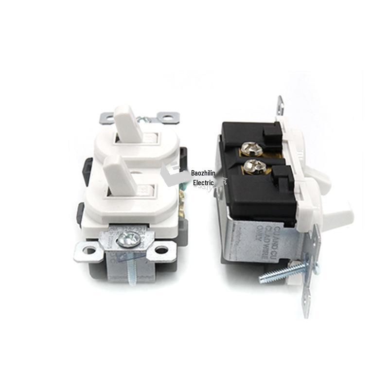 White Two-Gang Rocker Switch US Standard Double Gang Single Pole Wall Toggle