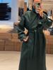 Gabardina Larga Otoño 2025 Estilo Coreano con Solapas Europeas y Americanas y Cinturón a la Cintura - Ropa de Abrigo Versátil para Mujer