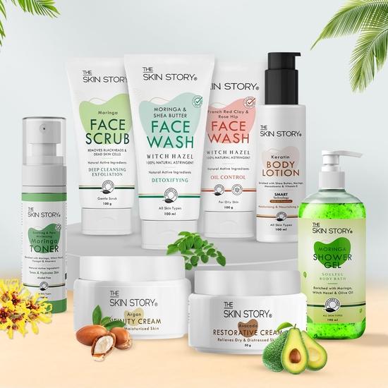 The Skin Story Gesichtsreinigungskombination, Moringa & Sheabutter Gesichtsreinigung(100ml) und Ingwer & Zimt Pickelkontrolle Gesichtswaschgel (100ml), 2er-Pack
