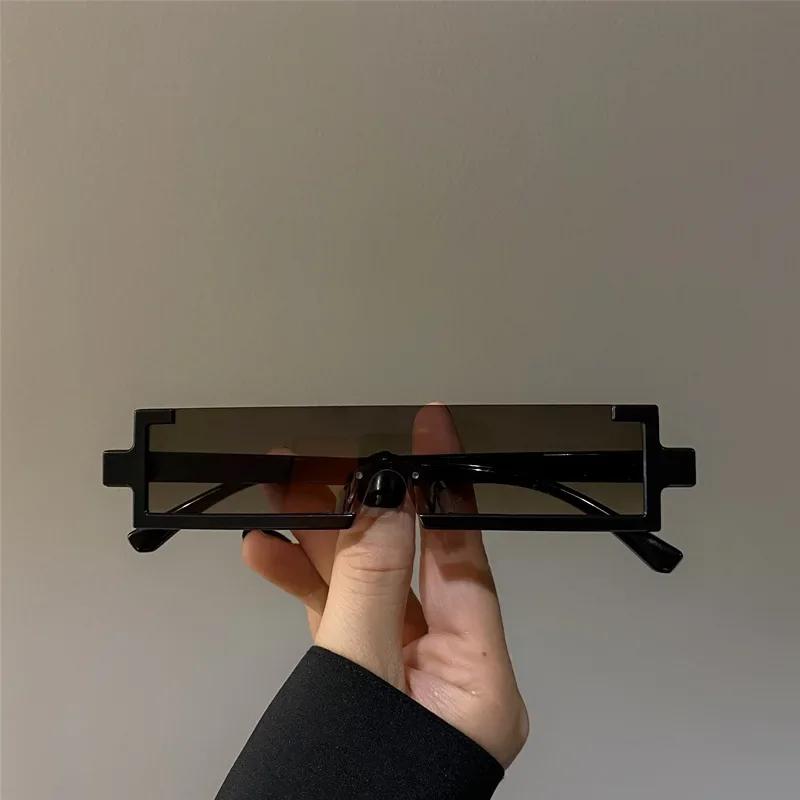 Tech Inspired Future Feeling Sunglasses Metal Rectangular Integrated Sunglasses Neutral Small Frame Sunglasses for Women