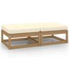 VidaXL 2x Pine Wood Garden Footrests with Cushions Patio Stools Terrace Footrests Outdoor Furniture 805743