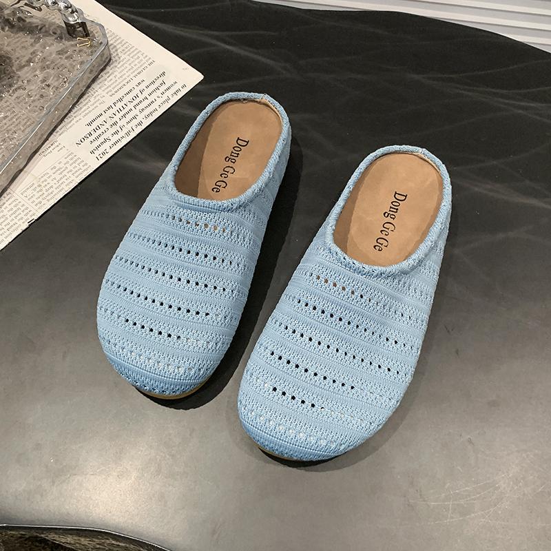 Summer New 2025 Women s Fabric Slippers Flat Hollow Sandals Trend Fashion Sports Beach Shoes Casual Soft Comfortable Slippers 35 синий 2829₽