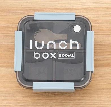 800/1100ml Plastica Porta Pranzo a Scomparti Microonde Sicuro Porta Bento con Posate Contenitore per Alimenti per Studente Lavoratore Stoviglie