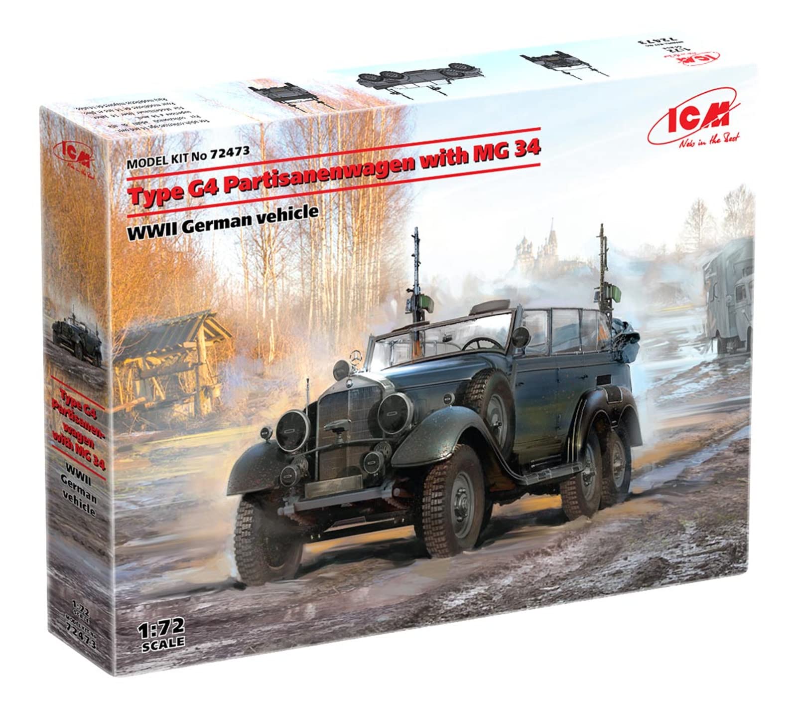

ICM 1/72 German Army G4 Partisan Wagen with MG34 Plastic Model Kit 72473