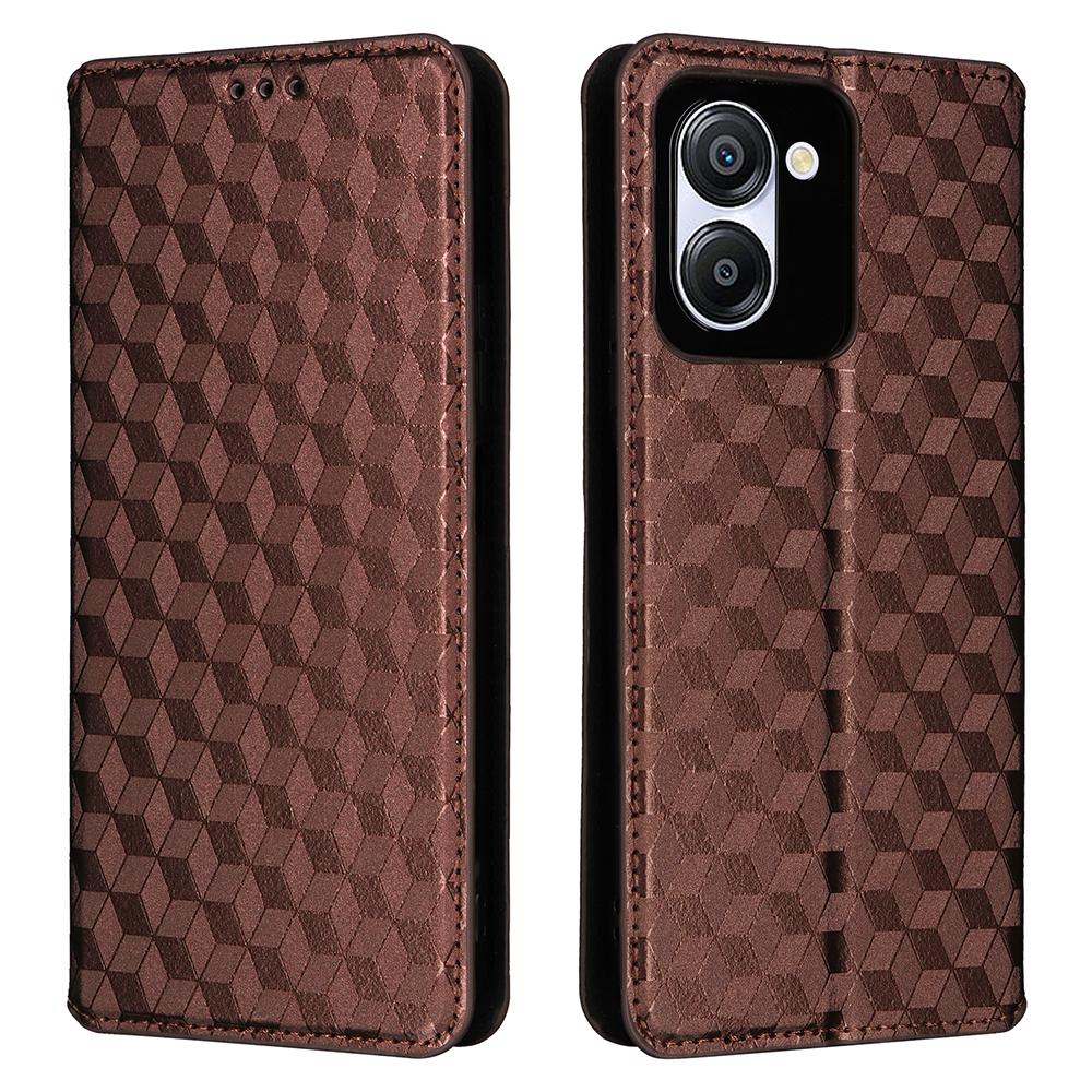 For Blackview Color 8 Magnetic Closure Phone Case Rhombus Imprinted Wallet Card Holder Cover
