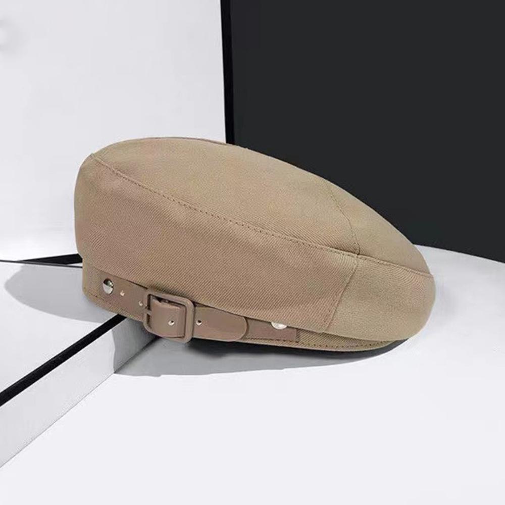 

Зимняя модная однотонная осенняя шапка художника для девочек, теплая восьмиугольная кепка, берет с пряжкой, женские шапки, шляпа художника One Size