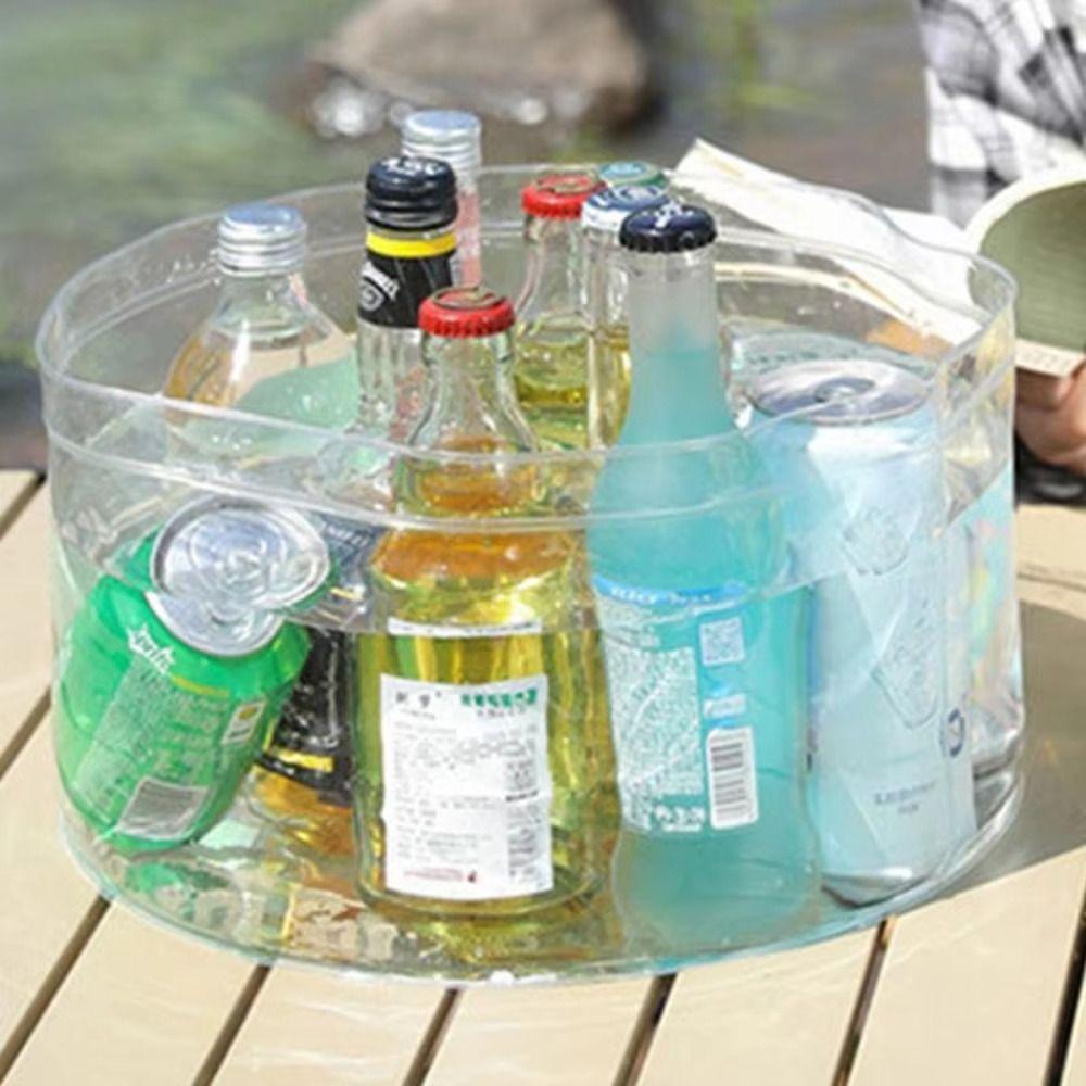 4Pcs PVC Transparent Ice Bucket Clear Washing Up Bowl Outdoor Folding Water Basins Picnic