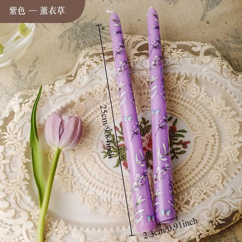 Printed Long Pole Candles European Romantic Candles Dinner Wedding Holiday Family Cross Border Smoke Free Candle Home Decorative