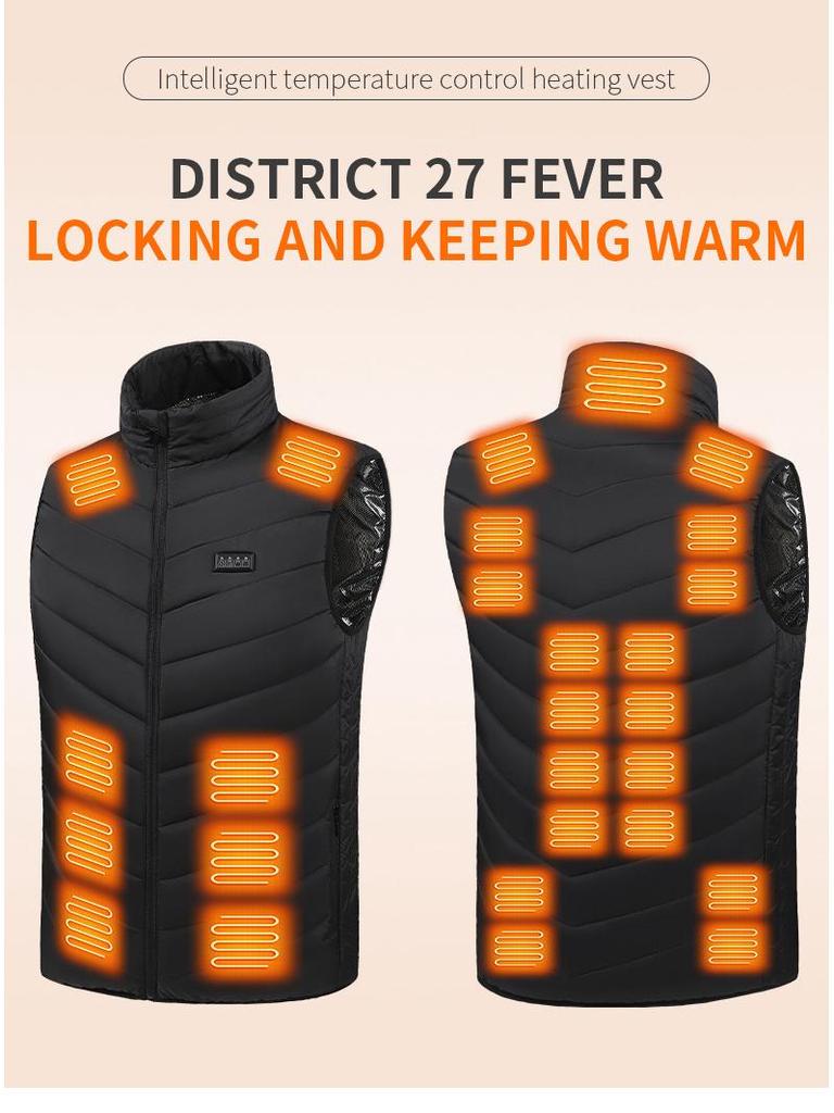 Unisex Cross-Border Heated Vest with Intelligent Temperature Control - Stand-up Collar for Winter Warmth