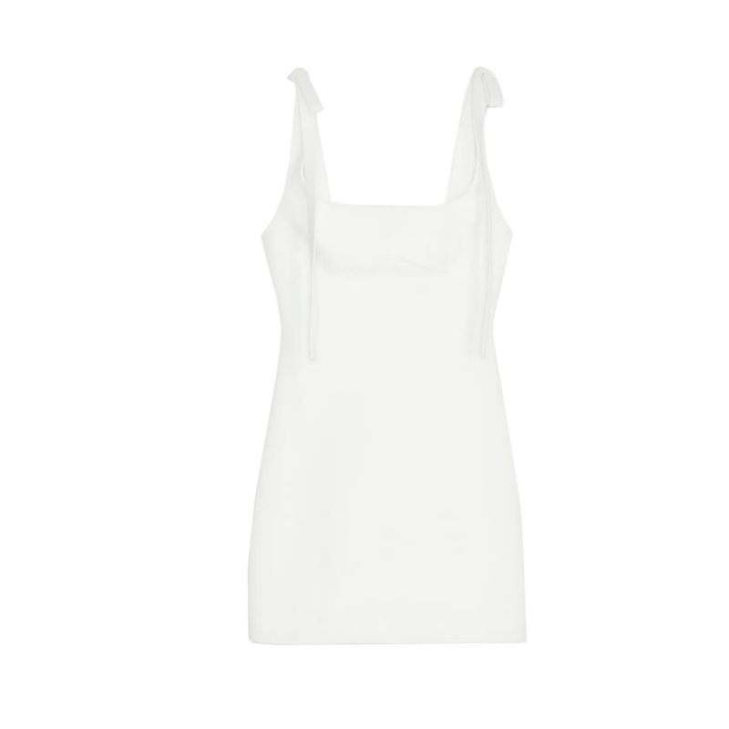 Summer New Product Women's Clothes Sexy Wind Square Collar Slimming Bowknot Decoration Short Elastic Dress 3122777