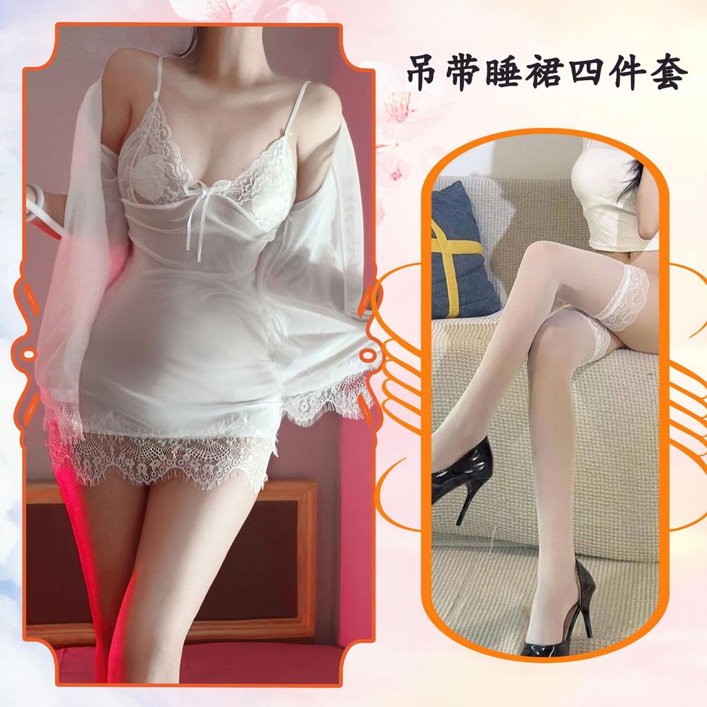 Sexy Underwear Lace Sexy Large Size Pajamas Seductive See-through Wear Mesh Suspender Nightdress Abstinence