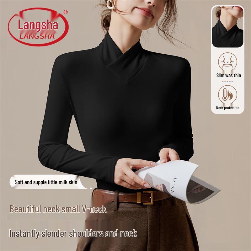 Langsha Women's Crossover Neck Thermal Base Layer Top
