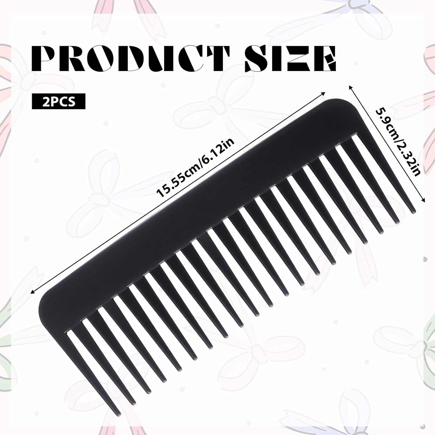 2 PCS Wide Tooth Comb Large Detangling Comb No Handle Styling and Shampoo Combs Portable Travel Combs Wide Tooth Curl Hair Combs for Long, Curly, Wet