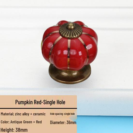 Colorful Ceramic Pumpkin Cartoon Knob for Children's Cabinet or Drawer Handles.