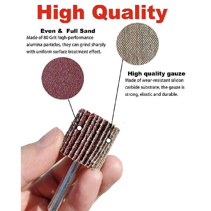 Rocaris 40 Pack Flap Wheel 1" x 1", 1/4" Mounted Shank Aluminum Oxide Grit# 60,80,120,240 for Drill