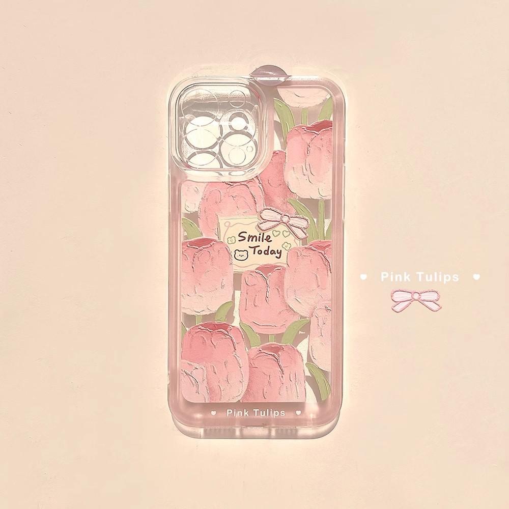 

Small Fresh Tulip 13 Suitable for Apple 16 Promax Mobile Phone Case Iphone17 Transparent 12 Anti Fall XR Women 14 Huawei Nova10PRO