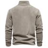 Men's Winter Casual Solid Color Stand Collar Half Zipper Fleece Long Sleeve Top