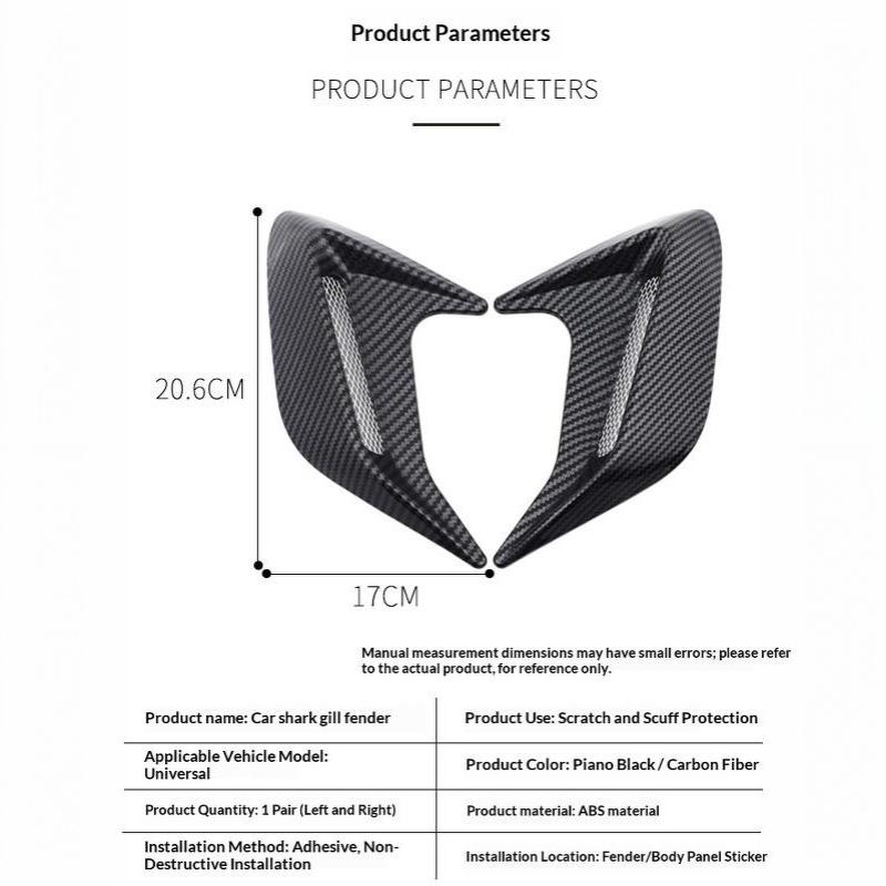 2Pcs Universal Car Shark Gills Side/Hood Air Flow Outlet Vent Decoration Sticker Trim Cover Decal Car Styling