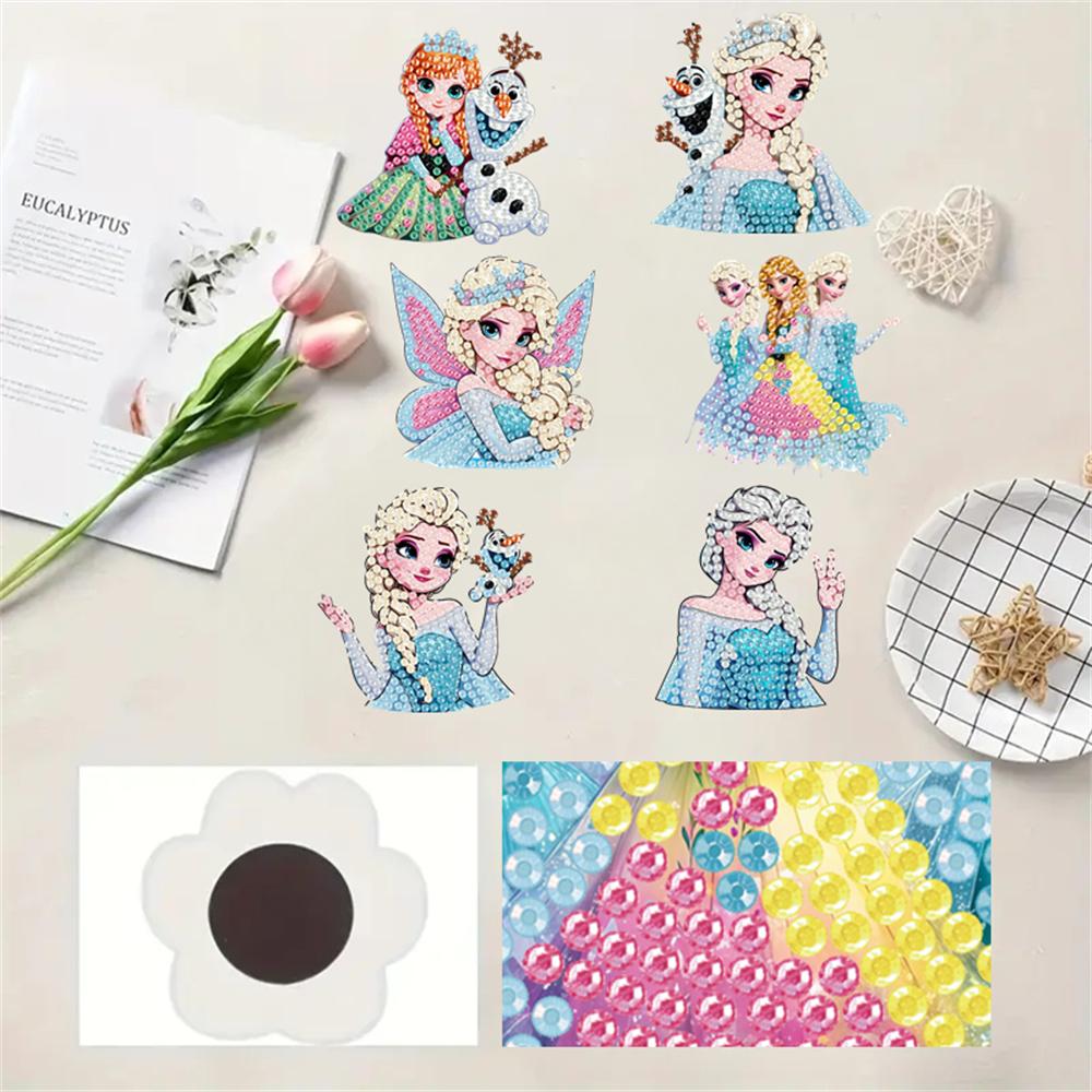 6Pcs Ice and Snow Series Diamond Art Fridge Magnet Diamond Painting Refrigerator Magnet DIY Fridge Stickers for Fridge Whiteboards