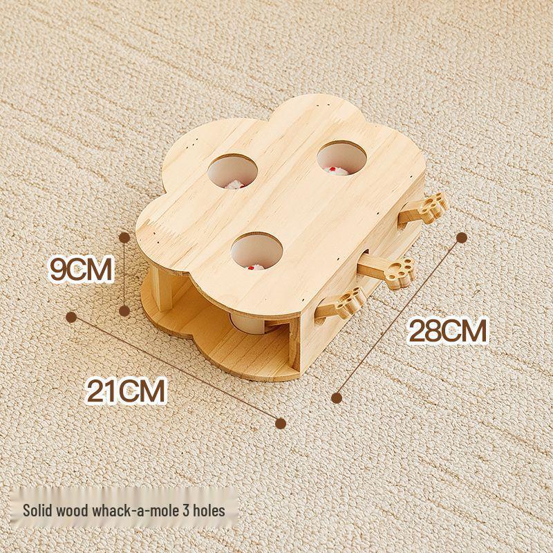 

Interactive Solid Wood Cat Whack-a-Mole Toy for Pets and Children