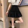 White Skirt Woman Elastic Waist Agaric Edge Solid Color A-line Skirt Sweet Lovely Preppy Style Spring and Summer