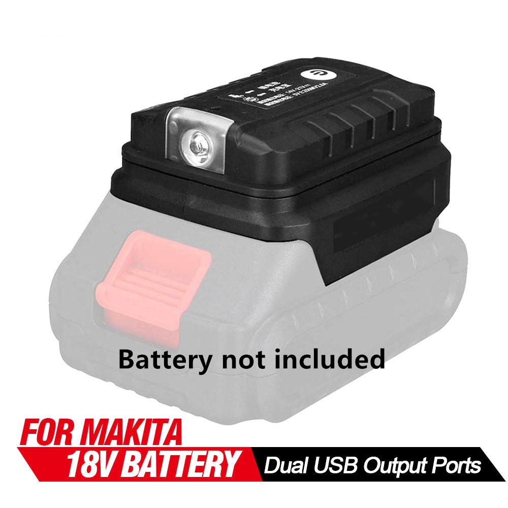 Dual USB Battery Converter Adapter For Makita 18V Li-on Battery with LED Light