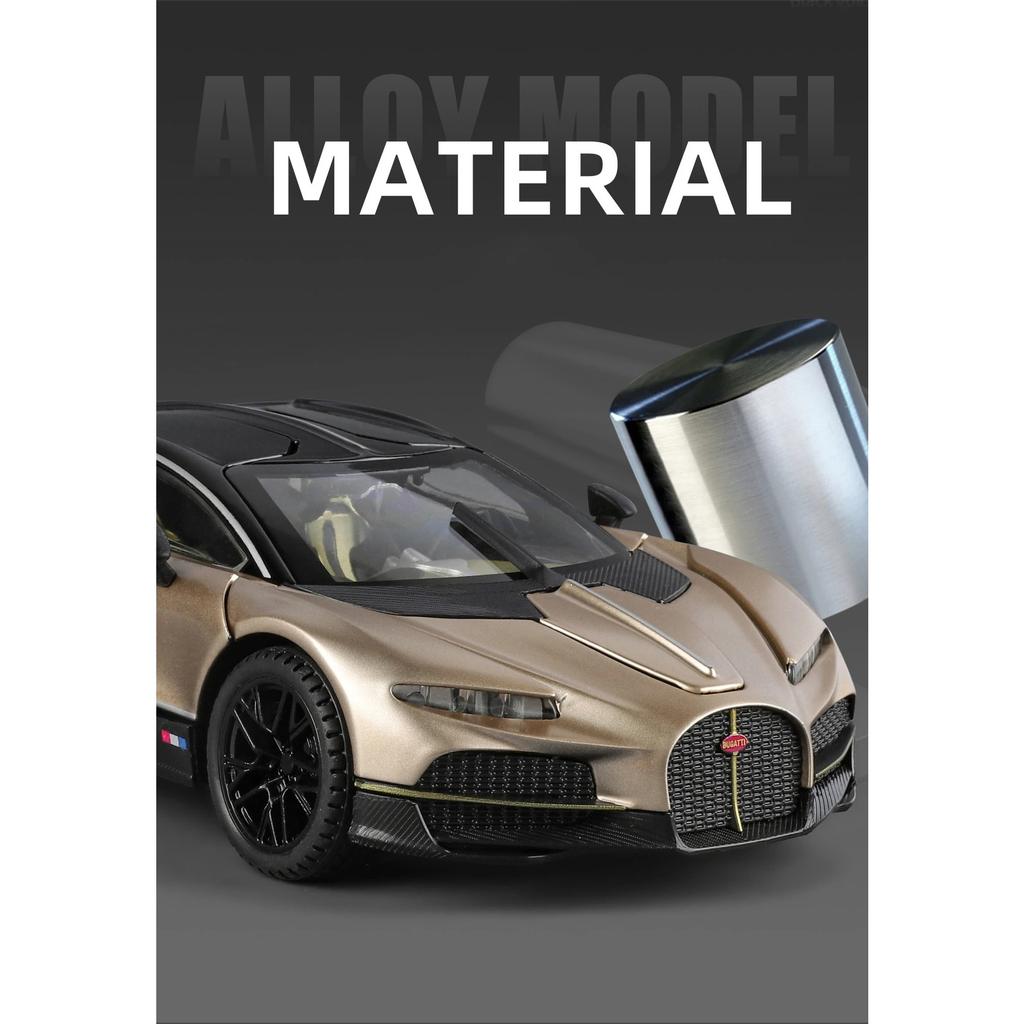 Modèle de voiture Bugatti Tourbillon Supercar en alliage 1/24 Son et lumière Rappel Jouet pour enfants Objets de collection Cadeau d'anniversaire