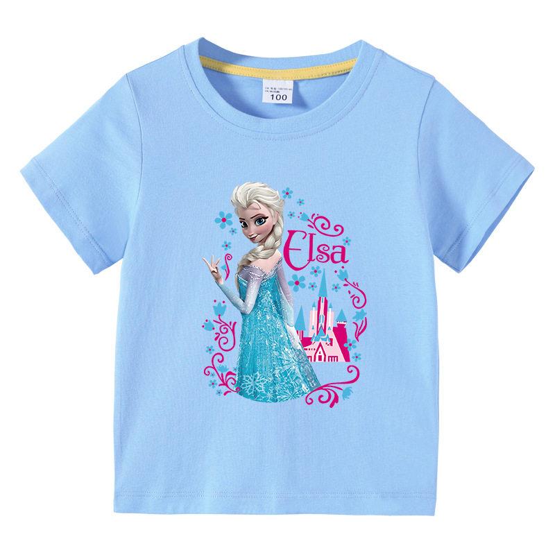 

2026 Pure Cotton Frozen Cartoon Printed Children s T-shirt Parent-child Outfit Pure Cotton Multi-color Optional Short Sleeves 130