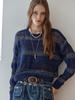 MAXZA Sequin Mix Stripe Loose Fit Boucle Knit