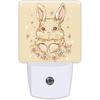 Cute Bunny and Flowers Night Light for Kids,Easter Rabbit Floral Night Light Plug In with Dusk To Dawn Sensor,0.5w Energy Saving Sleep Friendly Night