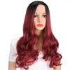 MISS WIG Belle perruque longue vague Ombre noir brun rose rouge vin couleur perruque en fibres synthétiques pour les femmes