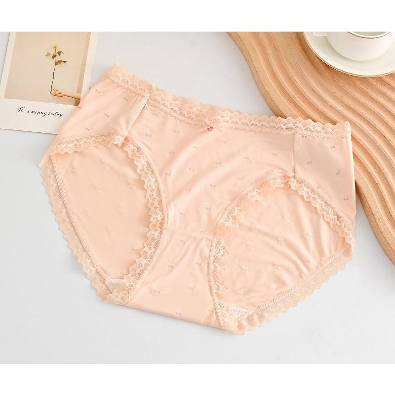 Beautiful and Cute Underwear Bow Comfortable Underwear Mid Waist Women's Cotton Underwear Elastic Breathable Underwear