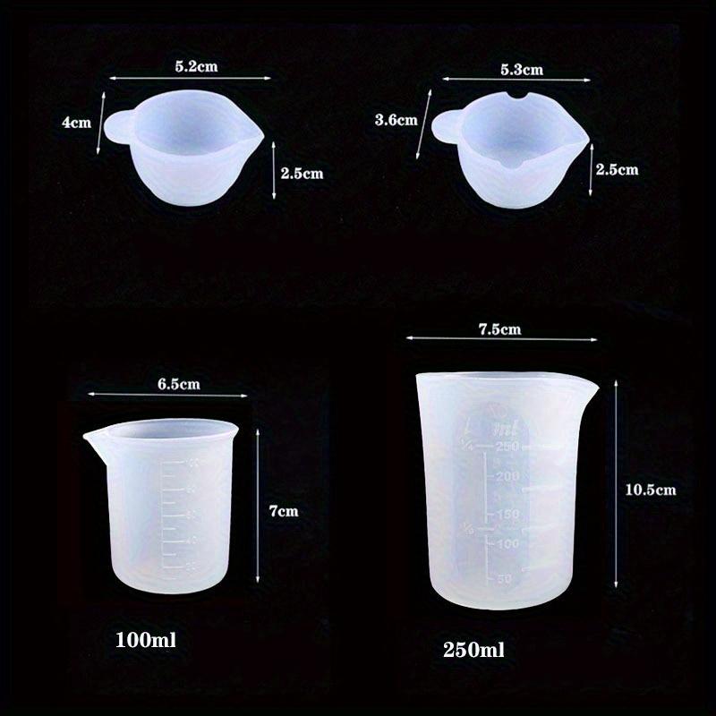 8pcs DIY Crystal Drop Glue Silicone Stirring Stick 100ml250ml Disposable with Scale Measuring Cup Sub-packing Card Slot Glue Cup.