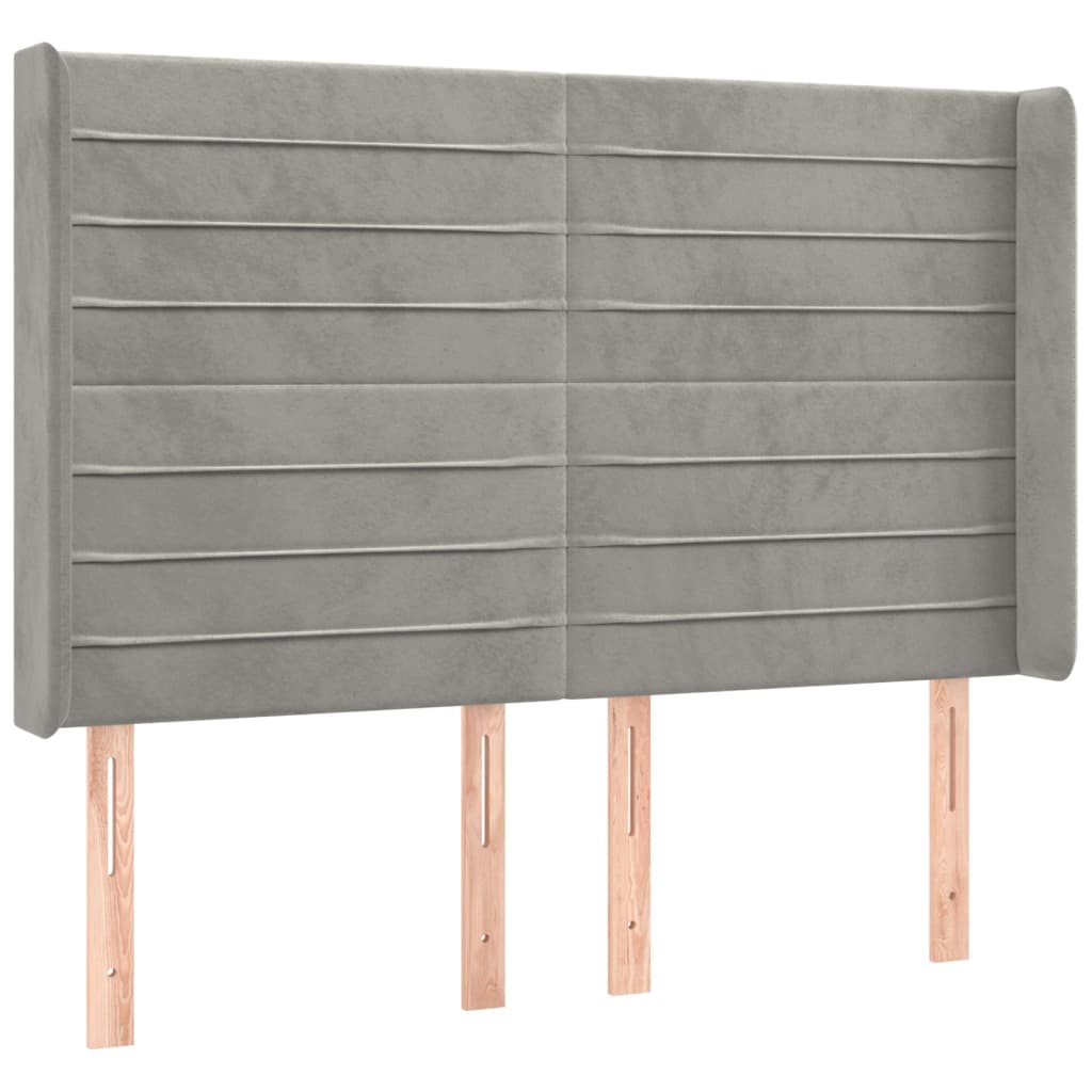 Vidaxl Wingback Headboard, Light Gray, 147X16X118/128 Cm, Velvet