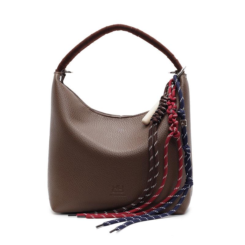 

Niche design portable small bag women s new retro versatile messenger bag bucket bag коричневый