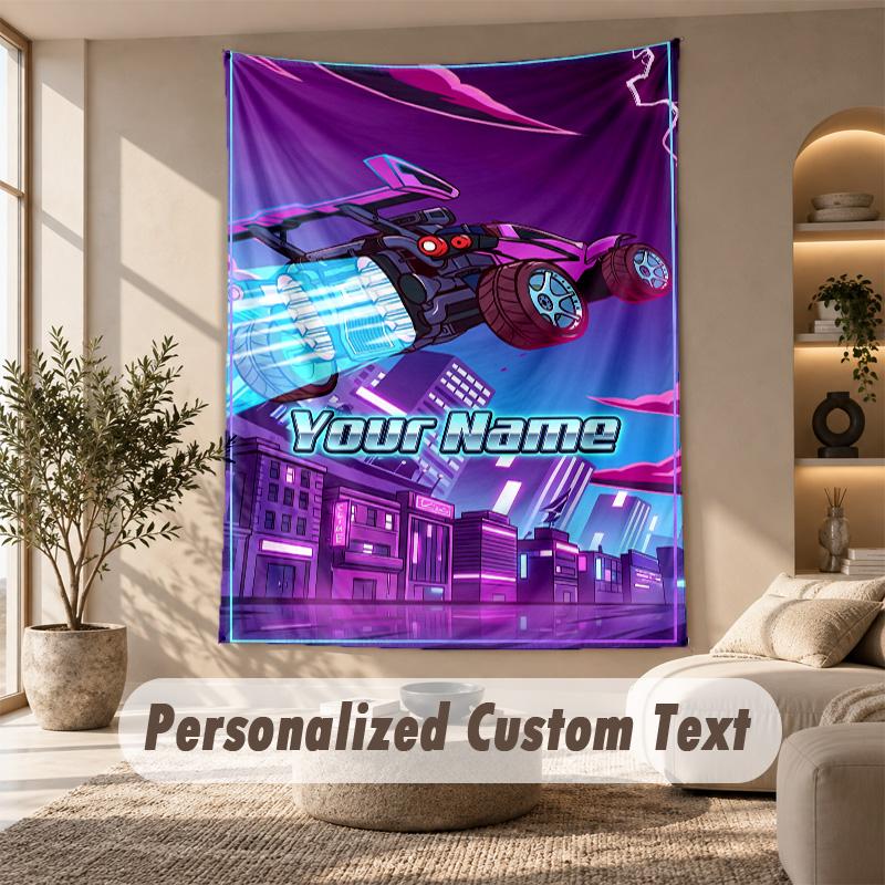 Arazzo Rocket League, Testo Personalizzato Personalizzato, Arazzo da Appendere a Parete per Soggiorno Decorazione Murale per la Casa