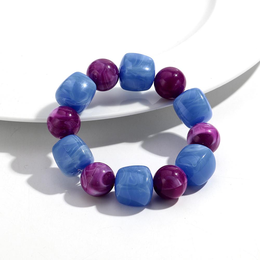 Acrylic Chunky Irregular Square Round Beaded Bracelet for Women European and American Simple Bracelet Fashion Hand Accessories