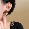 Retro Leopard Print Round Stud Earrings for Women Girls 2026 New Trendy Geometric Circular Earrings Wedding Jewelry Gifts