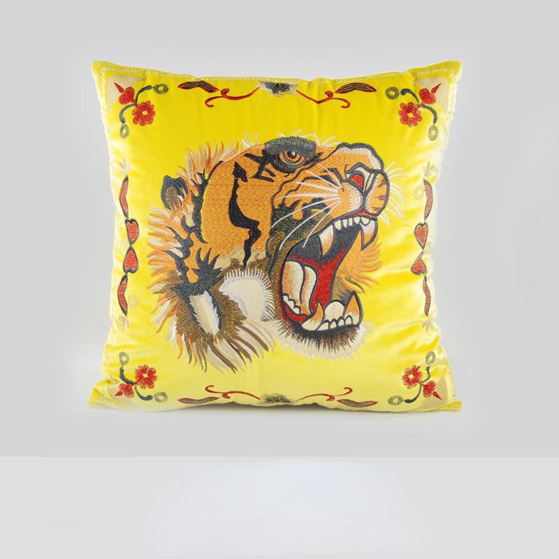 Tiger Head Embroidered Pillow Cover American Retro High Quality Cushion Cover Pillows Decor Home