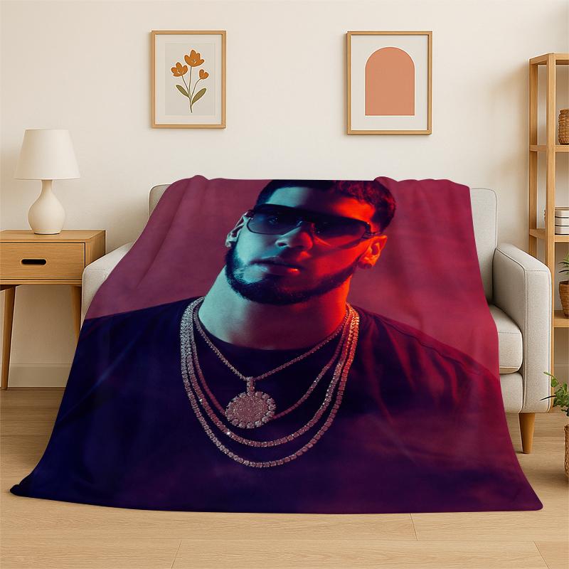 

Rapper Free Anuel AA Hip Hop Flannel Blanket Soft Warm Throw Blanket for Bedroom Living Room Bed Travel Camping Picnic Gift 75x90cm