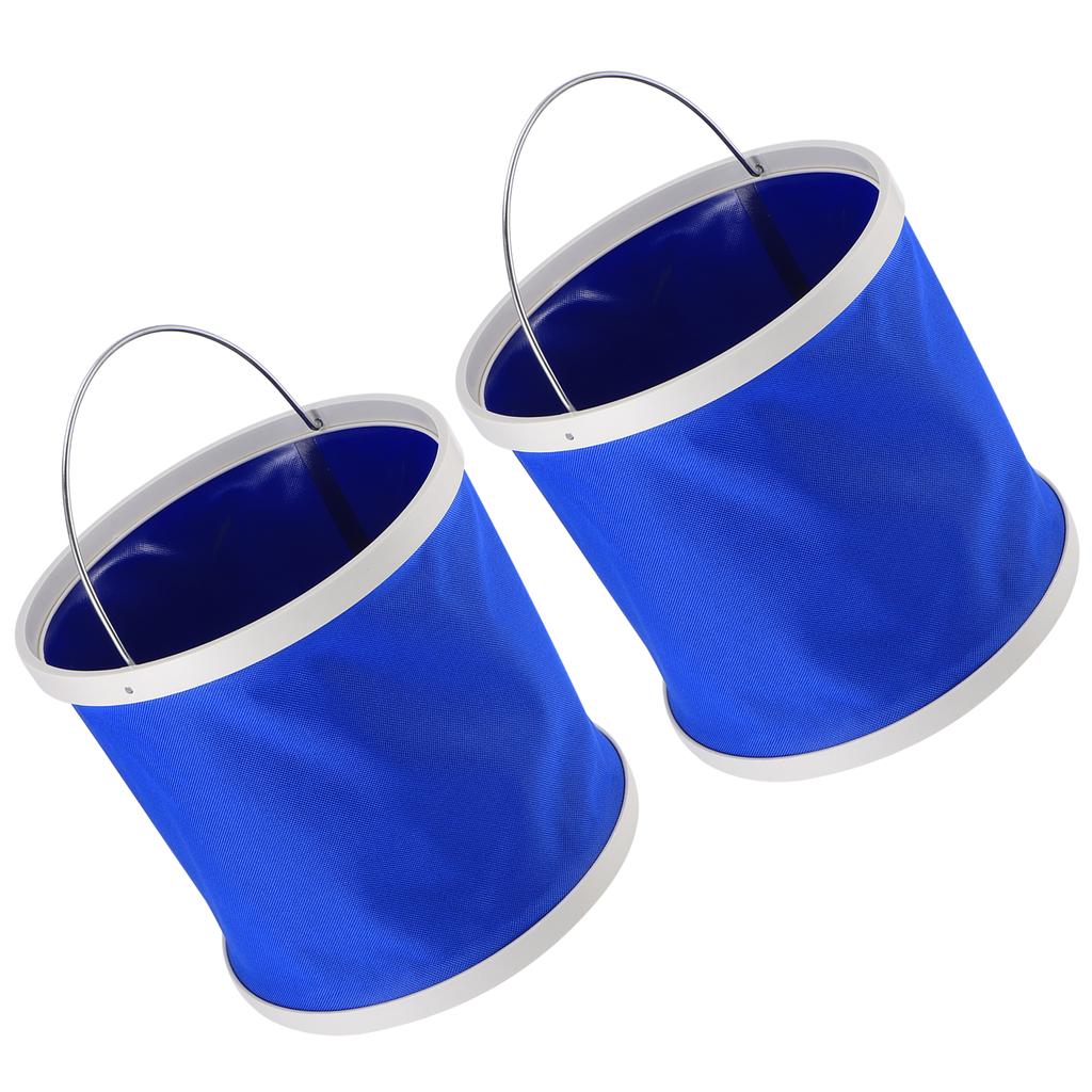 2Pcs Blue 9L Collapsible Bucket Portable Folding Bucket Water Container for Camping Hiking
