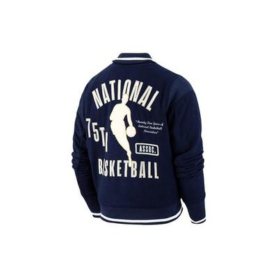 NBA Tým 31 Courtside Vyšívané Logo Basketbalový Sportovní Teplá Bavlněná Bunda Pánská Bunda Tmavě Modrá DB1228-419