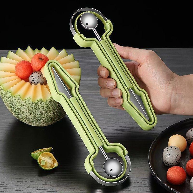 3in1 Fruit Ball Digger Watermelon Slicer Cutter Scoop Fruit Carving Knife Cutter Fruit Platter Fruit Dish Pulp Separator