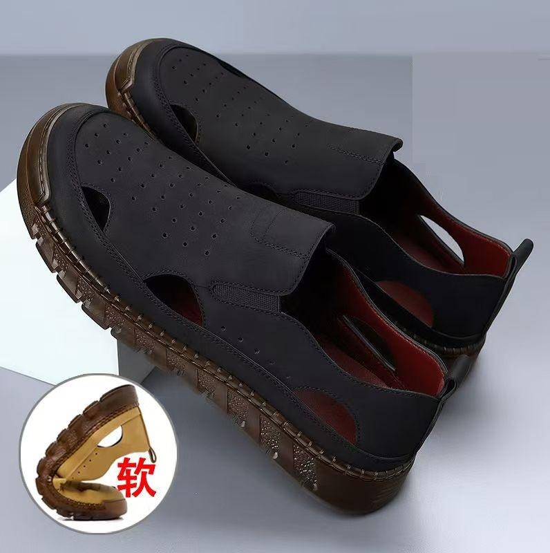 

Летние мужские сандалии большого размера, ультралегкие, с отверстиями, мужская обувь, плоские шлепанцы, повседневная обувь 39 чёрный