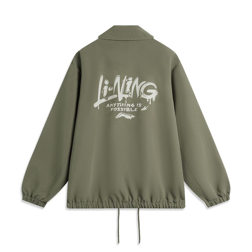 Li Ning Sports Fashion Series Versatile Comfortable Casual Simple Polo Letter Print Outdoor Windbreaker Men Outerwear Muddy-Olive AFDU991-4