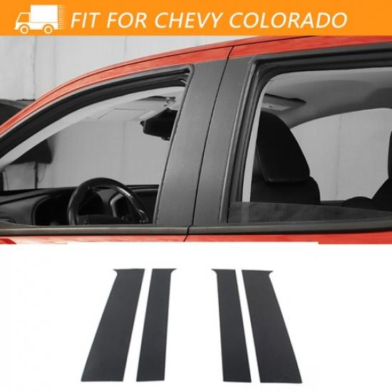 4pcs Door Window Pillar Post Trim Sticker For Chevy Coloradocanyon 2015+Carbon