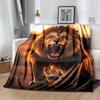 1 Stück leichte Flanelldecke mit Löwendruck, bequeme und warme Decke, für Camping, Schlafsofa, Couch, Büro, als Geschenkdecke geeignet